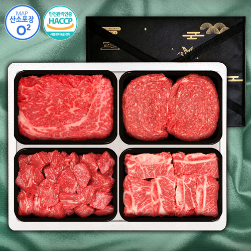 1등급횡성한우 갈비혼합 4P 8호 1.5kg(등3/갈6/불3/국3)