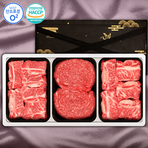 1등급횡성한우 갈비혼합 3P 3호 1.5kg(갈6/갈6/불3)